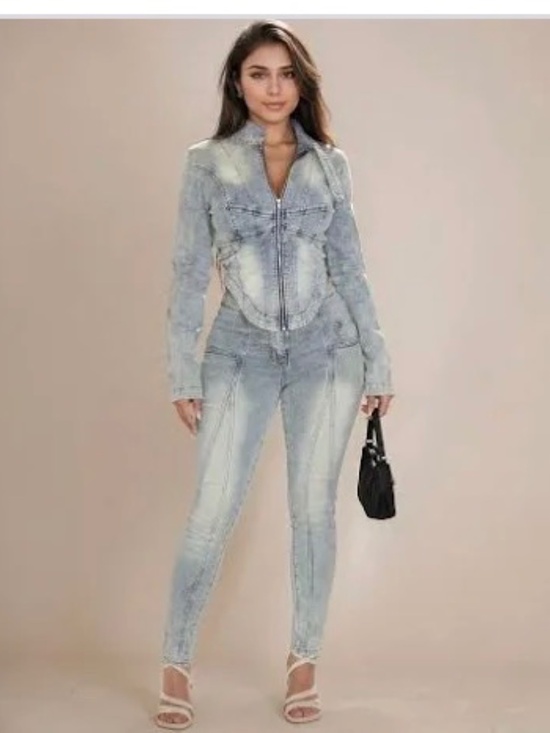 Jackets & Blazers - NWT Corset Style Jean Jacket with Matching Jeans XL U28 BIN